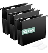 Shutex Extra Capacity Plastic Hanging File Folders,12 Pack Reinforced Hang Folders Letter Size,Ac...