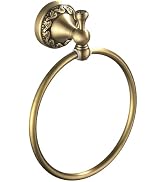 Flybath Round Towel Ring Antique Brass Exquisite Pattern Carving Hanger Hand Towel Holder for Bat...
