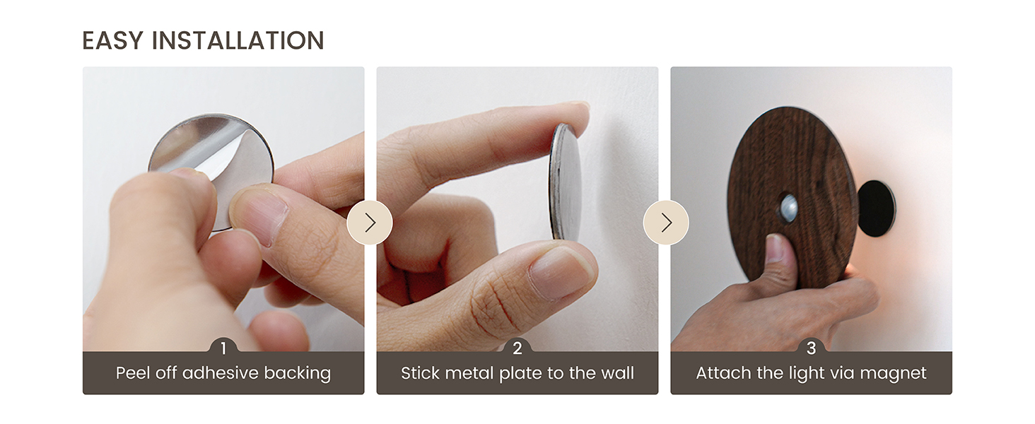 Adhesive and magnetic combination for fast installation.