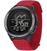 Gosasa Men's Digital Sports Watch with Velcro Buckle, Military Style Nylon Strap, Waterproof 5ATM...