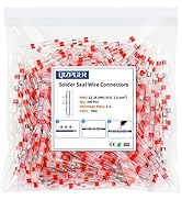 200Pcs Waterproof Electrical Solder Seal Wire Connectors, 22-16 Gauge Red Heat Shrink Butt Splice...