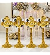 2026 Graduation Decorations - Set Of 4 Standing Balloon Topiaries - Party Decorations With Alumin...