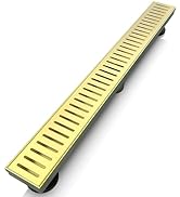 WEBANG 24 Inch Shower Linear Gold Drain Rectangular Floor Drain with Accessories Capsule Pattern ...