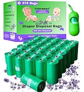 Baby Diaper Bag Disposable Lavender Scented 32 Refill Rolls with Dispenser (576 Sacks) Diaper Sac...