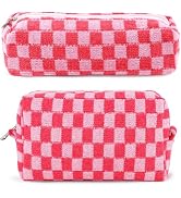 2Pcs Checkered Pencil Case Cute Pencil Pouch for Teens Checkered Makeup Bag Travel Cosmetic Bag S...