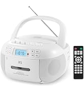 Portable CD and Cassette Player Combo Boombox | Bluetooth, AM FM Radio, Remote, Tape Recording, S...