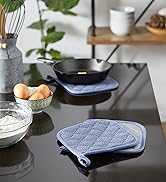Blue potholder in a kitchen