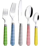 Exzact Flatware Set 20pcs Stainless Steel - Gingham Coloured Handles