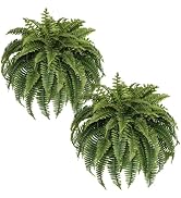 Muhanjia Silky Artificial Boston Fern Bush,48IN Fake Fern Large Hanging Plant That Look Real for ...