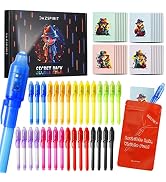 DazSpirit 32Pcs Invisible Ink Pen with UV Light, Mini Notepads & Favor Bags, Spy Pens, Top Secret...