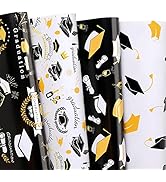 Ulmasinn Graduation Wrapping Paper Flat 8 Sheets with 4 Graduation Patterns Designs, Class of 202...