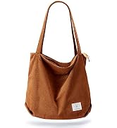 KALIDI Women Corduroy Tote Bag Zipper Casual Tote's Handbag Big Capacity Shoulder Bag with Pockets