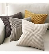 Topfinel Gold Brown Vintage Throw Pillow Covers Set of 4,Rustic Warm Velvet Gold Brown Cushion Co...
