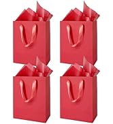 MOXARYSU 4 Pcs Medium Red Gift Bags: 8x5x10 Inches Gift bags With Handles Party Favor Bags With 8...