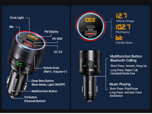 fm bluetooth transmitter car