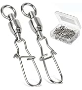 AMYSPORTS Duo Lock Snap Fishing Swivels Stainless Barrel Swivels Fishing Lure Snap Swivels Ball B...