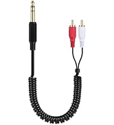 ELNONE 0.8M/2.6FT 6.35mm 1/4" inch TRS to RCA Y Splitter Cable, 6.35mm Stereo Plug to 2 RCA Male ...