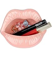 Trycooling Ceramic Red Lips Lipstick Ring Holder Jewelry Tray Rack Decorative Cosmetic Storage Di...