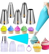 Suuker Large Piping Tips Set, Stainless Steel Cake Decorating Tips, Large Pastry Tips and Piping ...