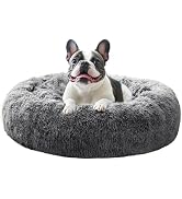 JOLLYVOGUE Medium Calming Dog Bed, Anti-Anxiety Donut Cuddler Cat Bed with Anti-Slip Bottom, Fluf...