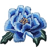 Royal Blue Peony Rose Embroidered Flower Patches Bags Appliques Sew Iron on Floral Applique Motif...