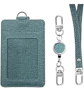 Larpur ID Badge Holder with Retractable Reel and Detachable Lanyard, Vertial Card Holders for Wor...