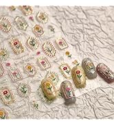 Tulip Nail Art Sticker Decals Flower Nail Stickers Golden with Design Self Adhesive Nail Decals 5...