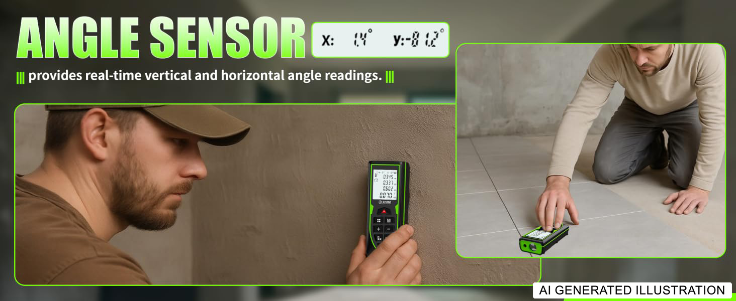 Provides real-time vertical and horizontal angle readings