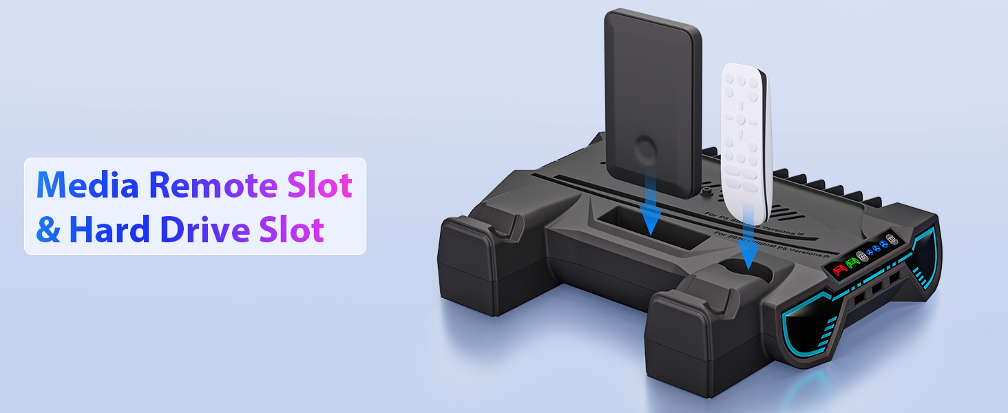 ps5 slim console cooling stand with controller charging station