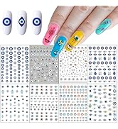 8 Sheets Evil Eye Nail Stickers - Frensh Nail Tattoos with Women Nail Art, 3D Self-Adhesive Witch...