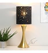 Touch Lamp for Bedroom, 3 Way Dimmable Gold Table Lamp with Black Starry Shade, Decorative Nights...