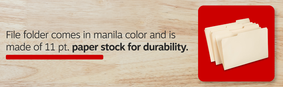 Staples Manila File Folders, Legal, 3 Tab, Assorted Position, 100/Box