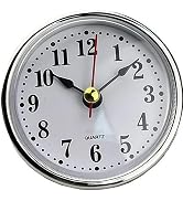 Mozff 1 Pc Silver Mini 2-1/2 Insert Clock 65mm Round Movement Clock White Face Tone Arabic Numera...