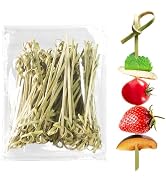 200 PCS Cocktail Picks Natural Bamboo Knot Skewers 4.7 Inch Toothpicks for Appetizers Food Sticks...
