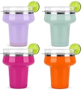 Sursip 16oz Insulated Margarita Tumbler, Cocktail Glass with Lid & Straws | 360° Saltable Rim Lid...