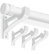 KOLAKO Curtain Rod Brackets Set of 4 White Heavy Duty Single Rod Holders Hooks for 1 Inch Drapery...