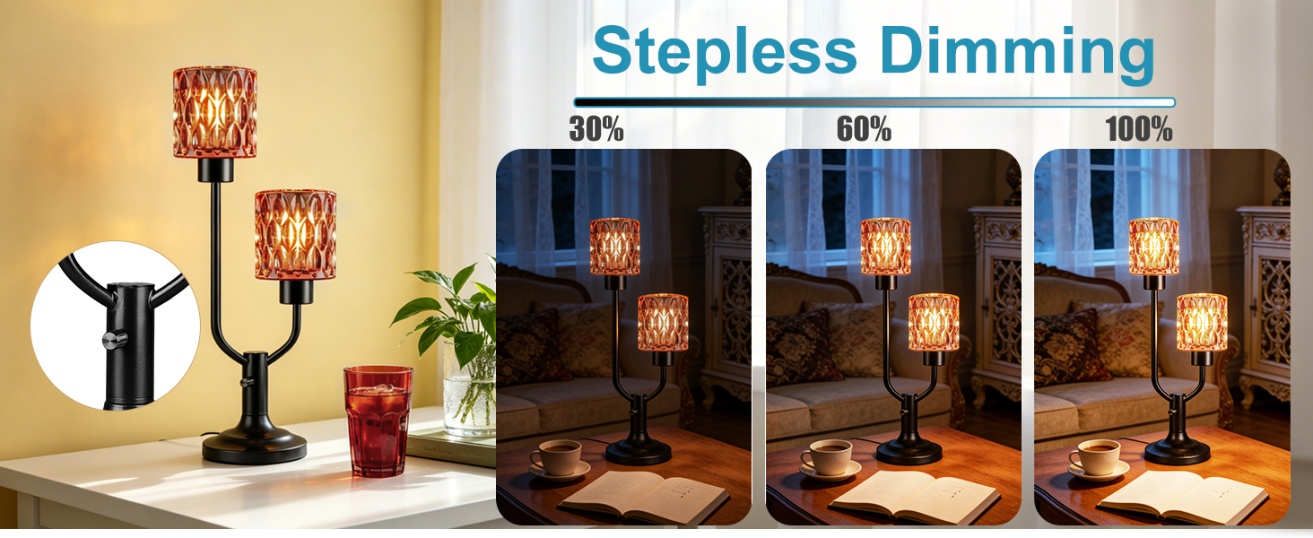 2-Light Cylinder Glass Table Lamp