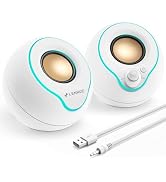 LENRUE Computer Speakers, PC Speakers with Colorful Lights Button, Volume Knob, 45 ° Tilt, Loud S...