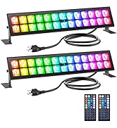Onforu Stage Lights 2 Pack 48W LED Wall Washer Light,IP66 Waterproof Outdoor RGB Light Bar with T...