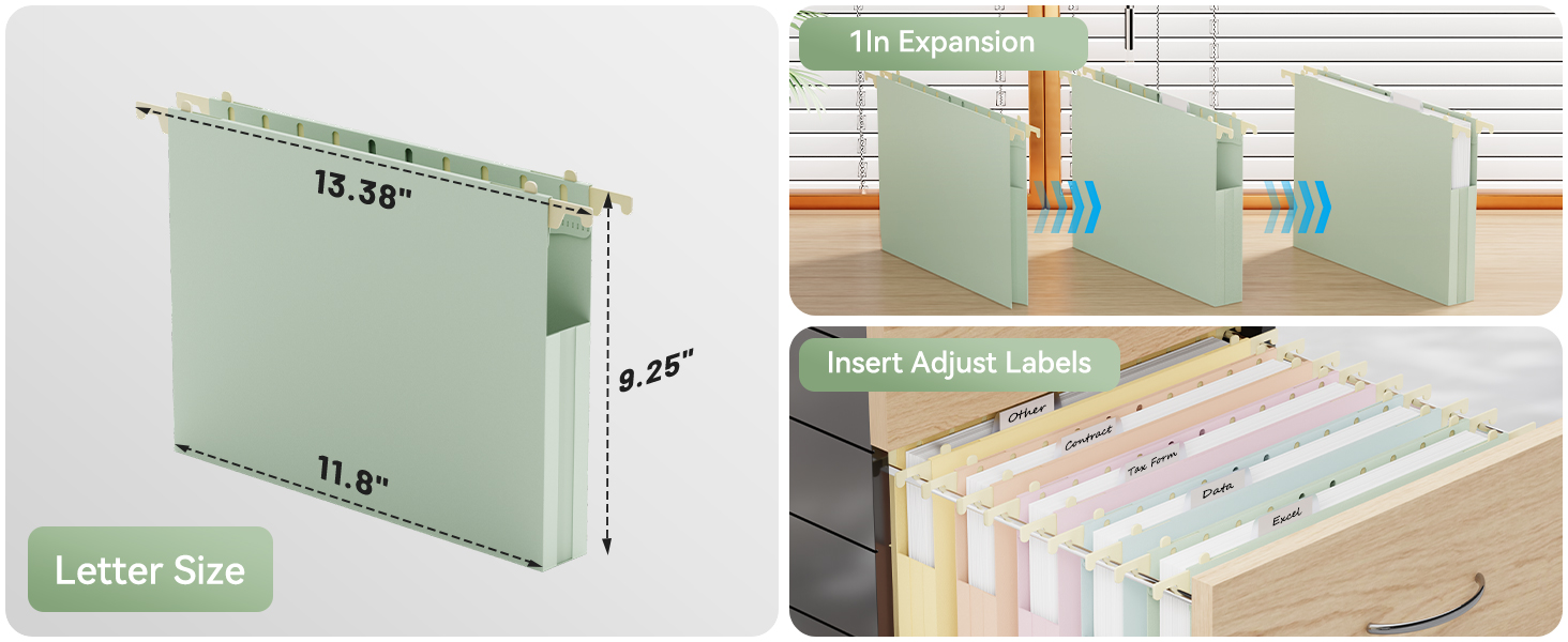 Morandi color hanging file folders 1 inch expansion