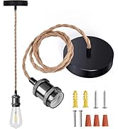 JACKYLED UL Boho Pendant Light Kit, Hemp Rope Light Fixture with Adjustable Hanging Light Cord & ...