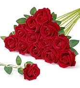 Lifewit Classic Red Artificial Roses Flowers, Faux Long Stem Silk Roses Bulky for DIY Wedding Bou...