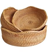 Rattan Bread Basket, Hand Woven Fruit Basket, Wicker Serving Basket Bowl, Decorative Baskets for ...