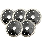 SHDIATOOL Super Thin Diamond Turbo Blade 5PCS 4 1/2 Inch Cutting Porcelain Ceramic Tile Granite D...