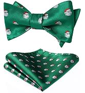 HISDERN Christmas Bow Ties for Men Xmas Self-tied Bowties and Pocket Square Set Festival Woven Bo...