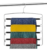5 Tier Pant Hangers Non Slip with Foam (3PK) Space Saving Pant Hangers for Men and Women Jeans Pa...