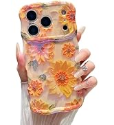 XIZYO Case for iPhone 18 Pro Max Oil Painting Flower-Sunflower/Yellow | Girly Cute Colorful Retro...