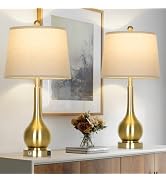luxeflow 26" Gold Table Lamps Set of 2 for Living Room, Touch Control Bedroom Lamps for Nightstan...