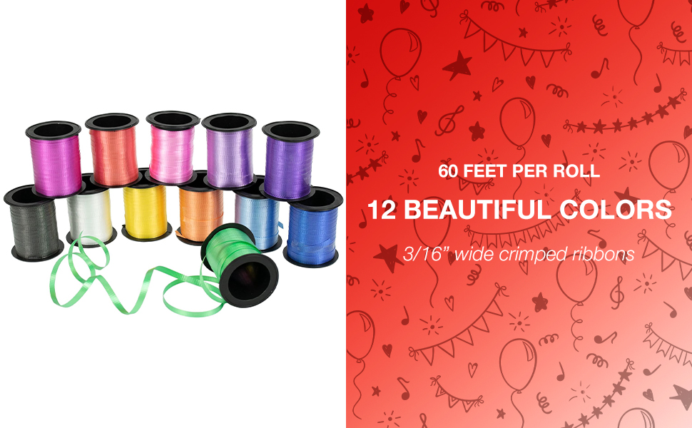 gift express 60 feet roll assorted balloon curling ribbons for party and wedding decorations