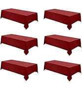 Aocoz Rectangle Tablecloths 90x132 Inch 6 Pack Red Tablecloth Washable Decorative Linen Polyester...